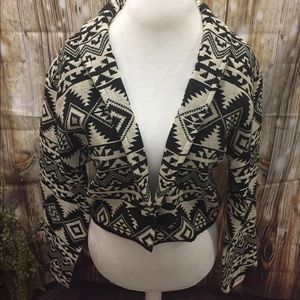 Flashback Aztec Cropped Jacket -Cream